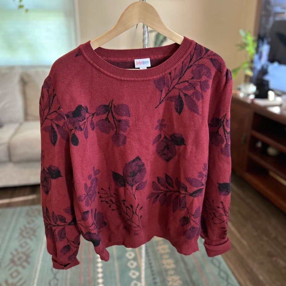 LuLaRoe Burgundy Floral Sweater